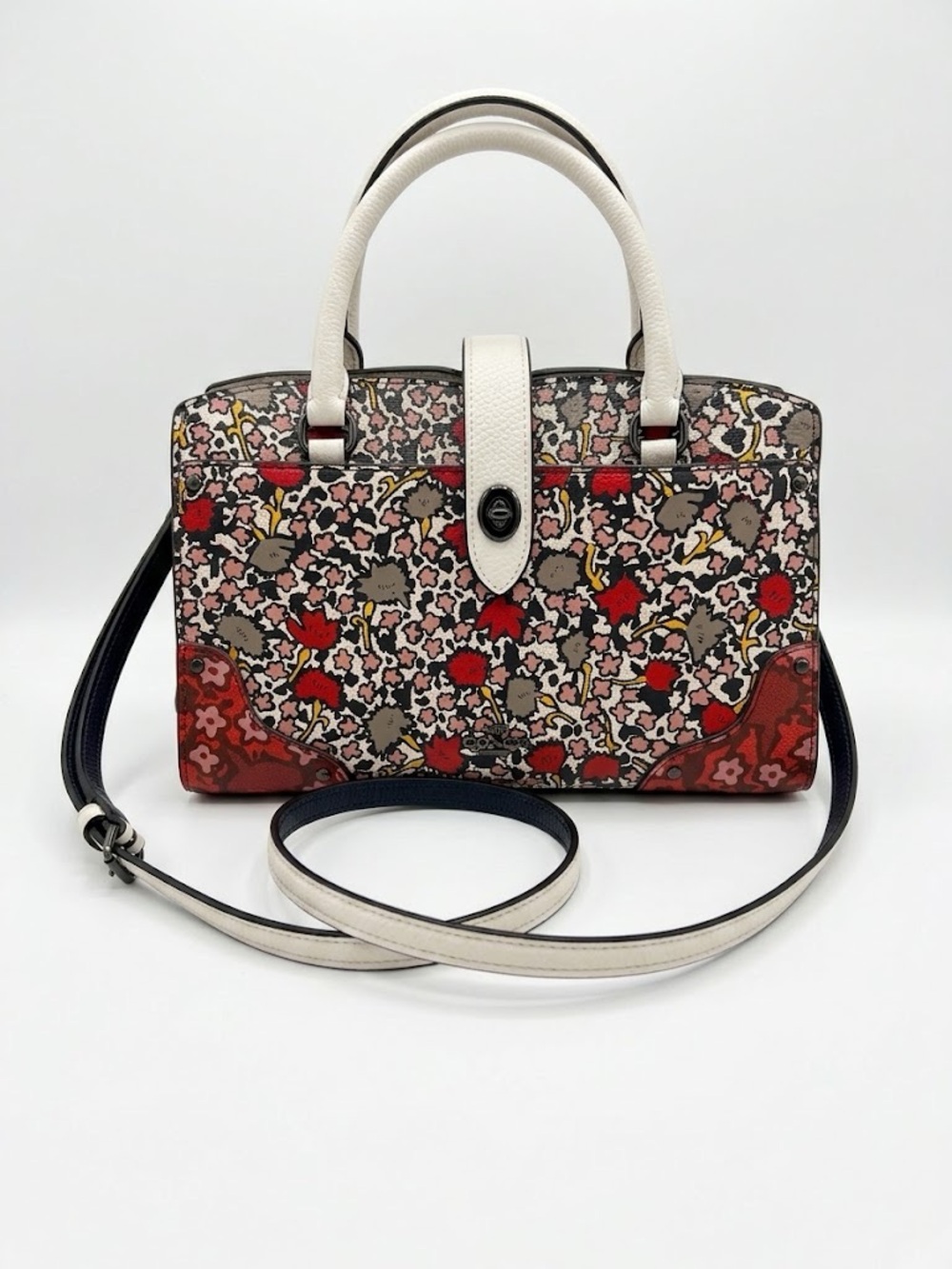 COACH Mercer Satchel 24 in Multi Floral Printed Leather